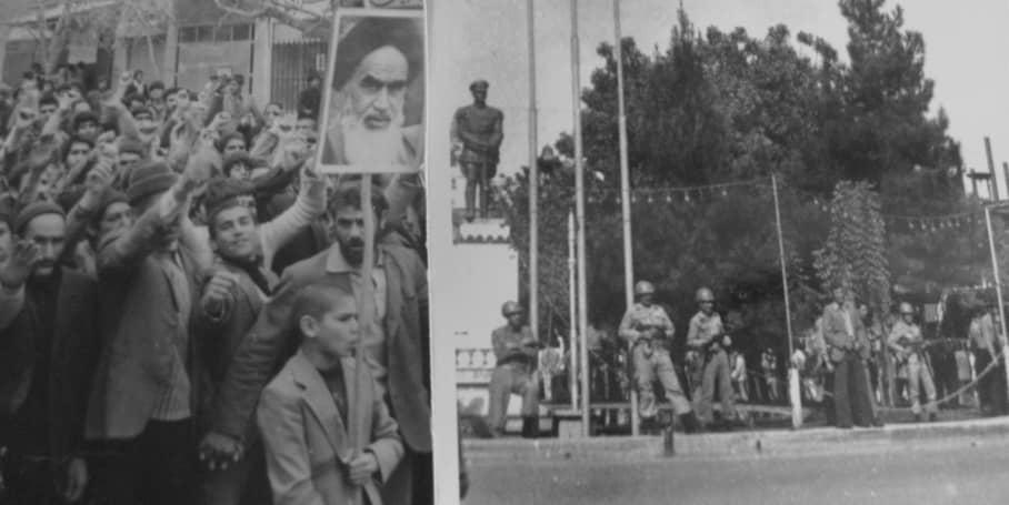 سرنگونی مجسمه شاه توسط جوانان نهاوند