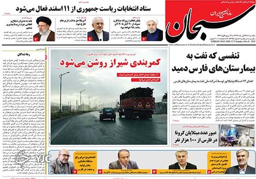 تصاویر صفحه نخست روزنامه&zwnj;های استان فارس روز یکشنبه ۱۸ آبان ماه سال ۱۳۹۹