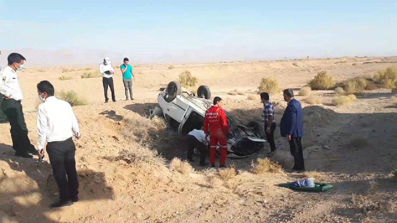 واژگونی سمند در حوالی فرودگاه طبس