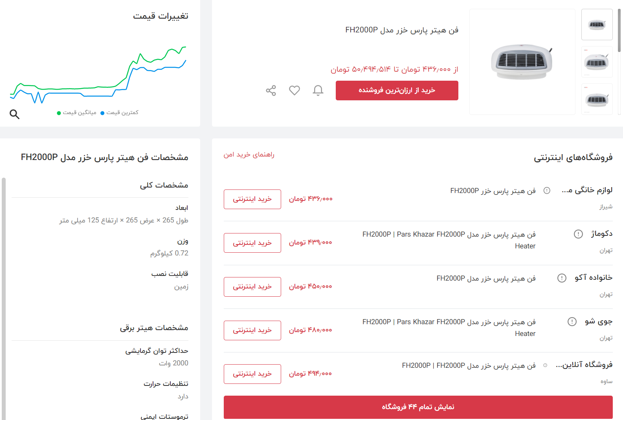 مقایسه مدل&zwnj;ها و بهترین قیمت بخاری (هیتر) برقی پارس خزر