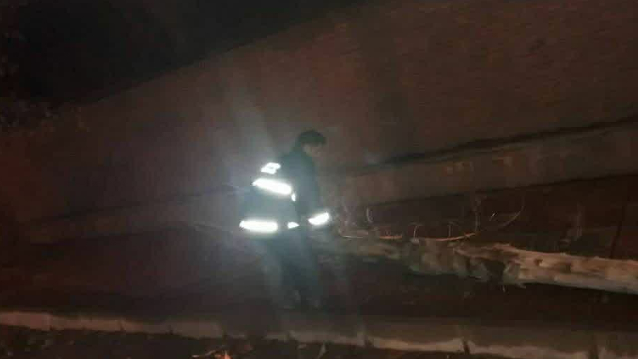 سقوط یک اصله درخت بر اثر وزش باد در مهاباد