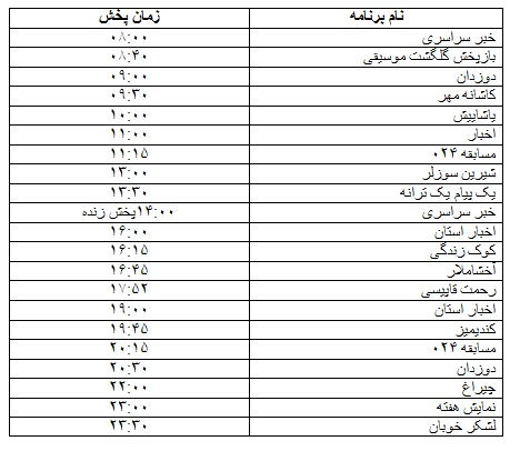 جدول پخش برنامه&zwnj;های رادیویی ۴ آبان ماه صدا و سیمای مرکز زنجان