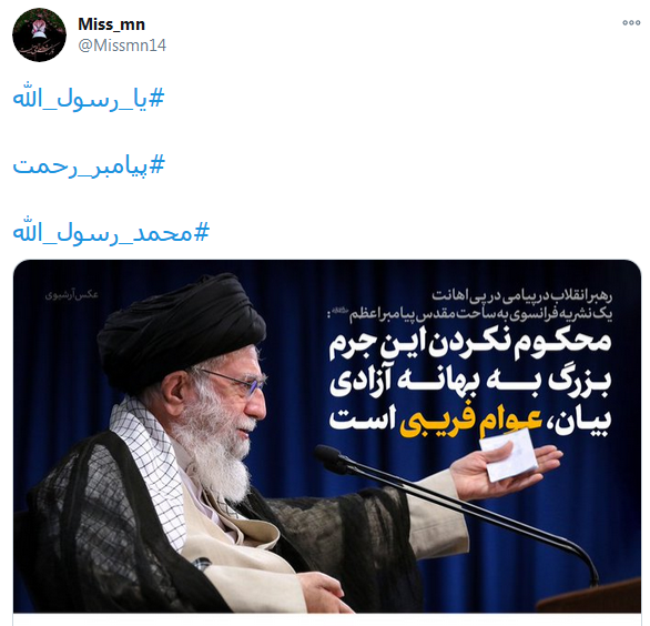 توئیت کاربران در پاسخ به توهین فرانسه 