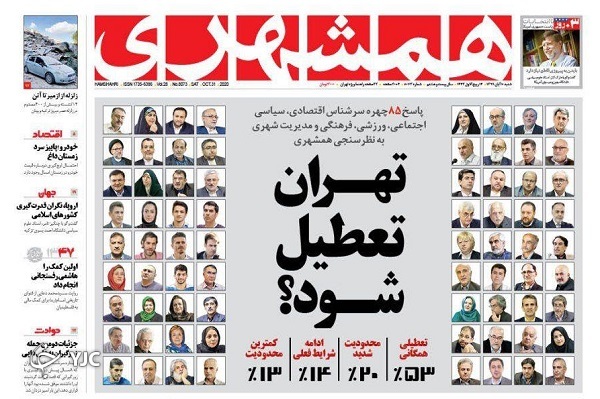 روزنامه های 10 آبان 99