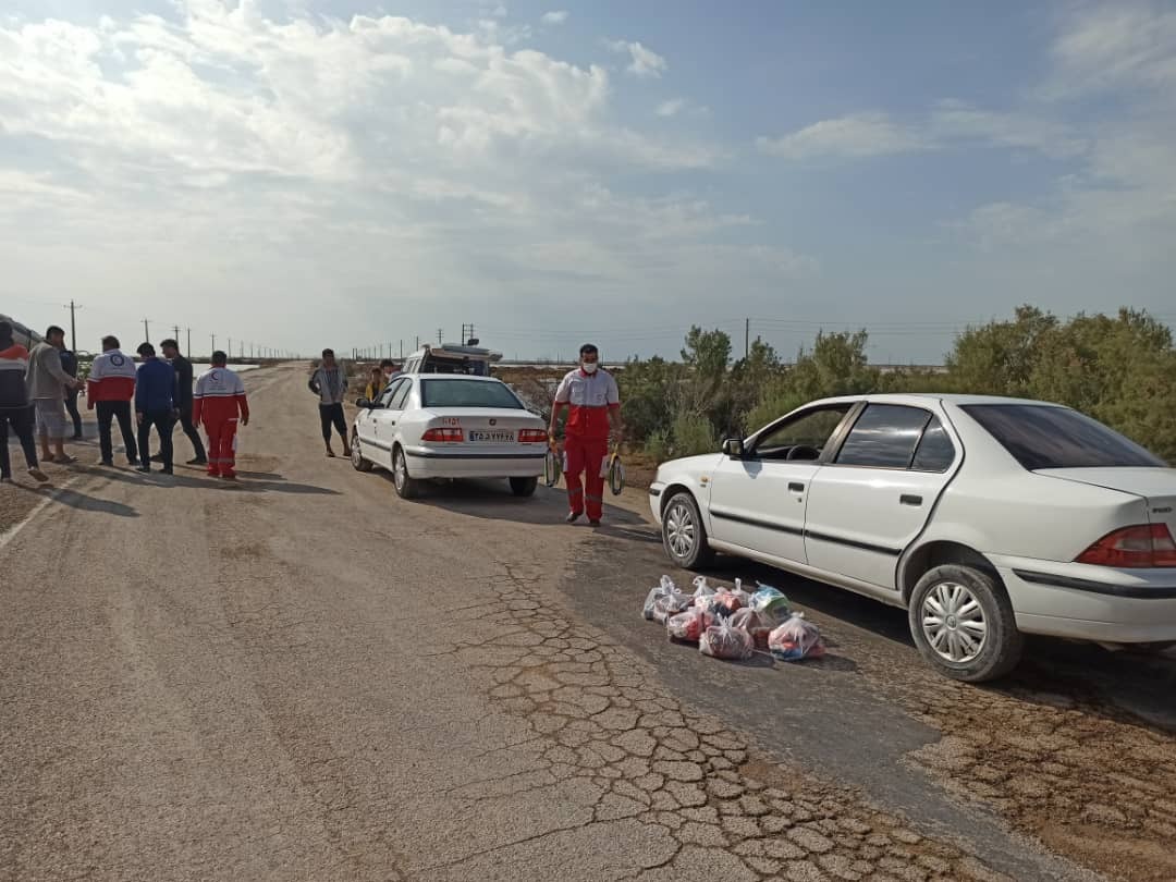 به دو خانوار گرفتار در سیلاب بخش ریگ کمک شد