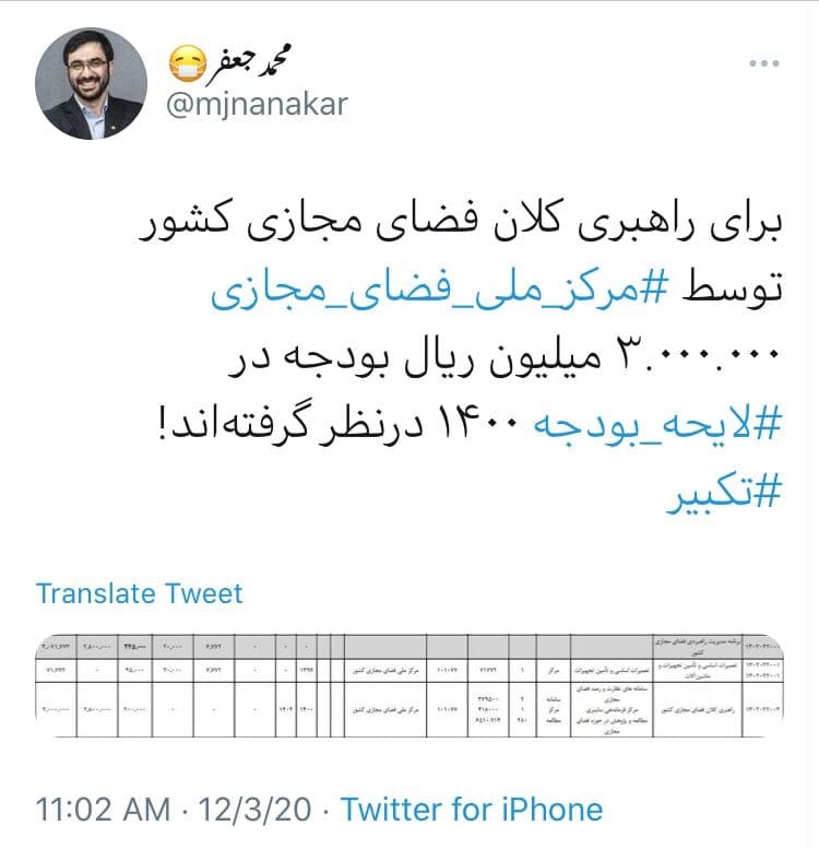 واکنش فعال مجازی به سهم پایین فضای مجازی از بودجه ۱۴۰۰!