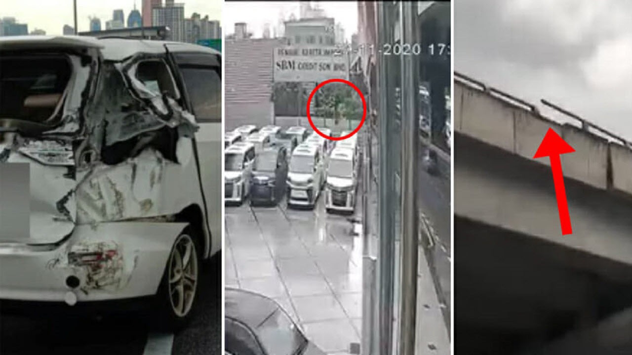 لحظه سقوط دختر ۸ ساله از بالای پل!