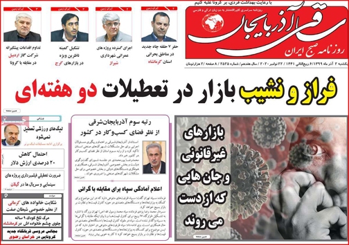 نیم صفحه نخست روزنامه&zwnj;های استانی؛