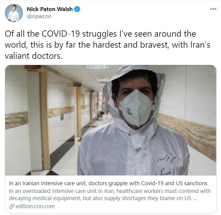 تحسین پزشکان ایرانی در مقابله با کرونا