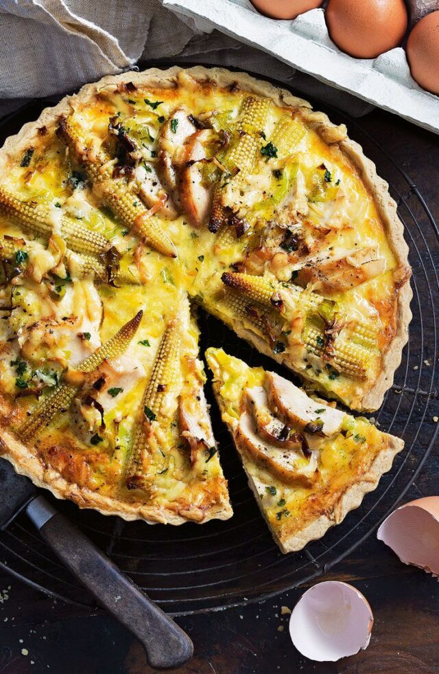 طرز تهیه تارت مرغ با انواع سبزیجات + طرز تهیه خمیر تارت