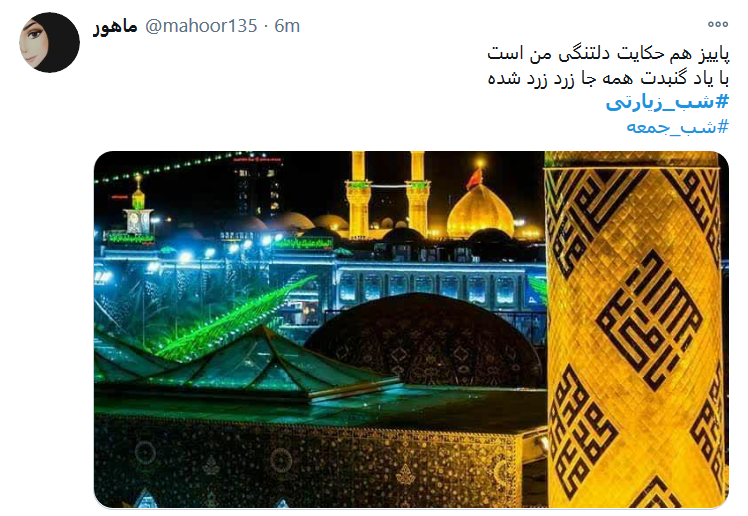 سلام میدهم و دلخوشم که فرمودید / هرآنکه در دل خود یاد ماست زائر ماست