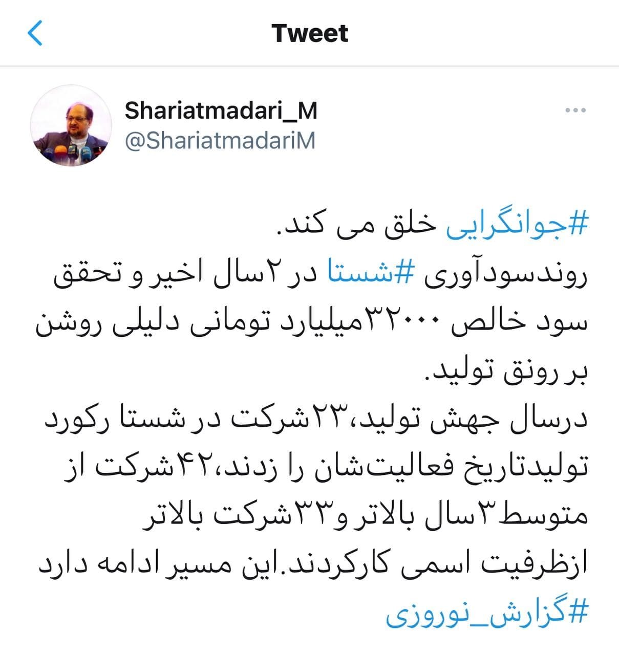 سودآوری شستا در ۲سال اخیر دلیلی روشن بر رونق تولید