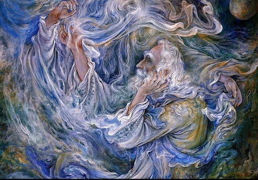 اثر استاد محمود فرشچیان گذر از سی مرغ وجود تا خداشناسی درون/ از سیمرغ عطار تا آینه حقیقتبین وصال الهی