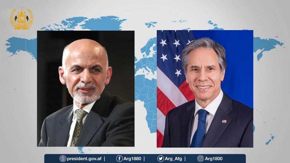 گفتگوی تلفنی اشرف غنی با وزیر خارجه آمریکا درباره نشست استانبول