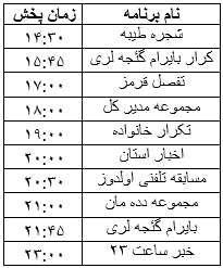 جدول پخش برنامه&zwnj;های ۴ فروردین ماه صدا و سیمای مرکز زنجان