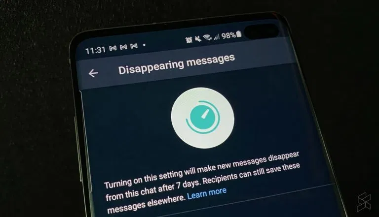 ویژگی disappearing messages ویژگی پنهان واتساپ ممکن است در بعضی کشورها کار نکند