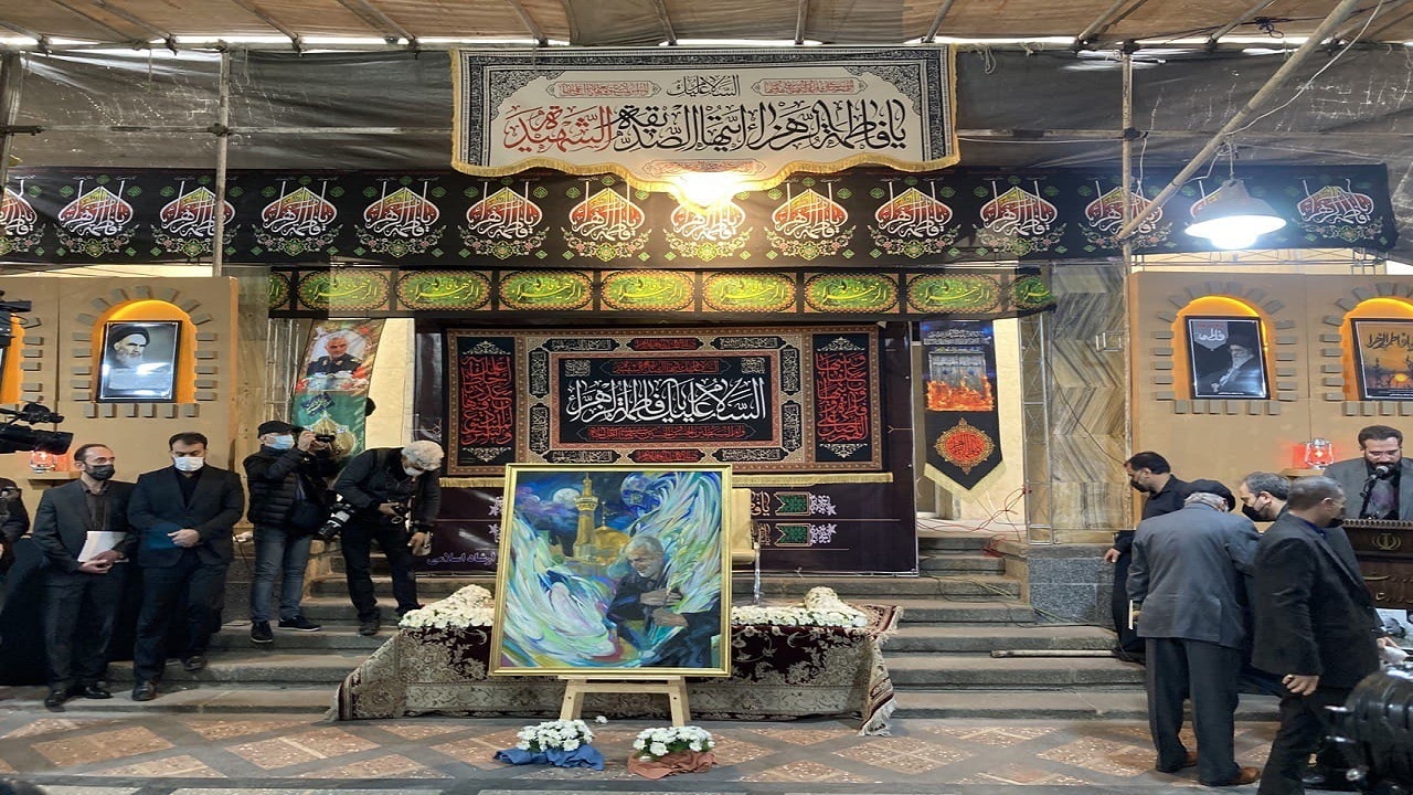 رونمایی از جدیدترین نقاشی روح‌الامین با محوریت سردار سلیمانی