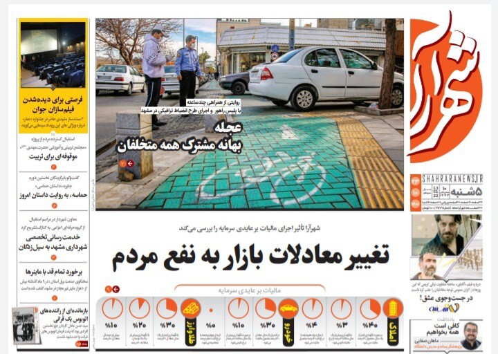 نیم صفحه نخست روزنامه&zwnj;های خراسان رضوی- پنج&zwnj;شنبه ۲۳ دی