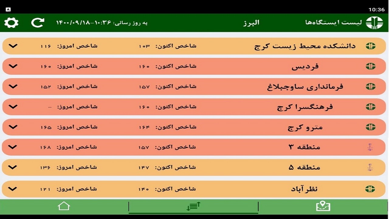 شاخص آلودگی هوای امروز البرز