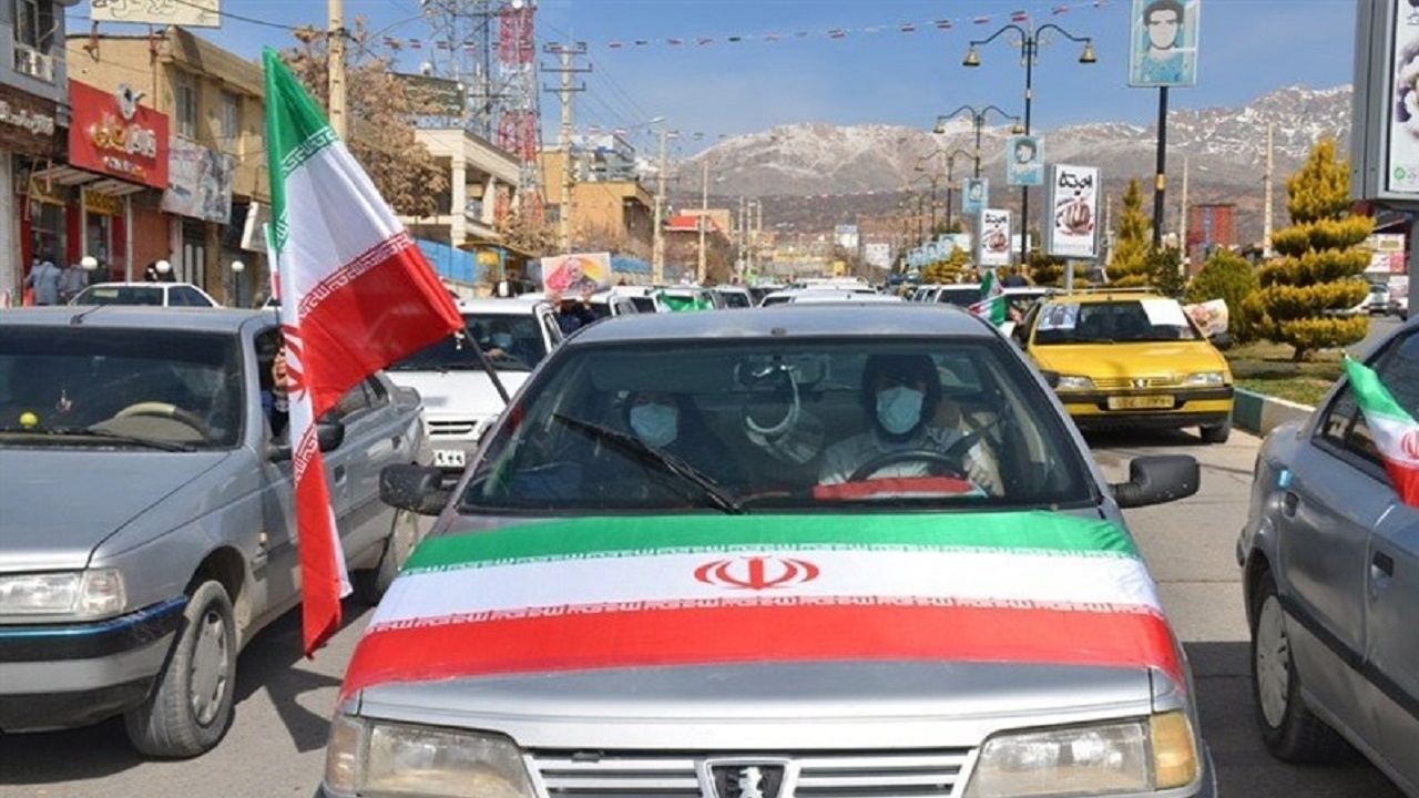 راهپیمایی خودرویی ۲۲ بهمن در شهر‌های قرمز مازندران