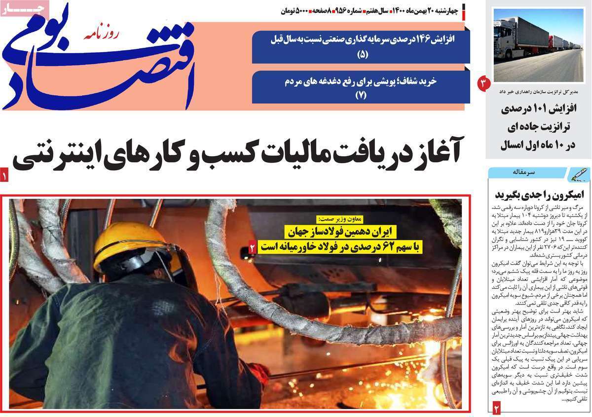 صفحه نخست روزنامه&zwnj;های استانی - چهارشنبه ۲۰ بهمن