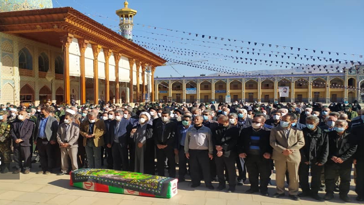 تشییع پیکر پدر سردار شهید هاشم اعتمادی از شهدای شاخص فارس