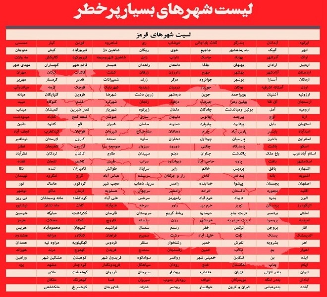وضعیت قرمز گیلان در رنگ بندی کرونایی جدید