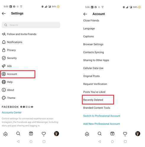 بازیابی عکس ها در اینستاگرام