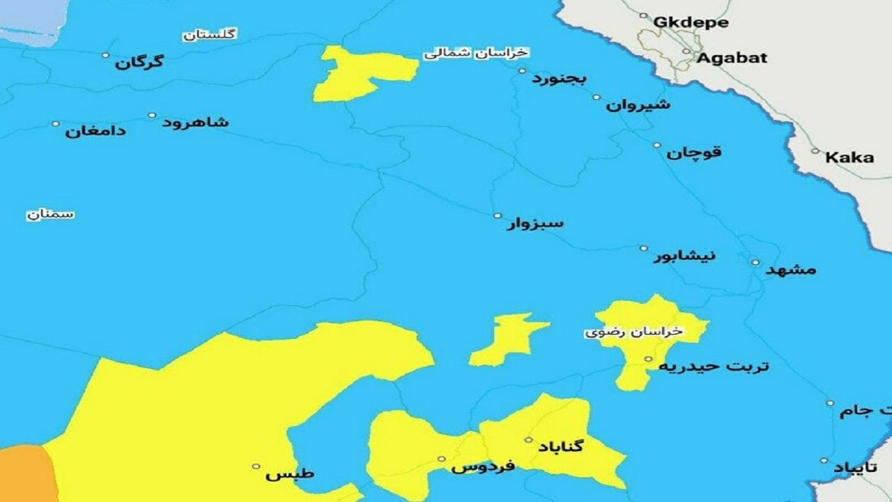 رنگ زرد کرونایی در سه شهرستان خراسان رضوی