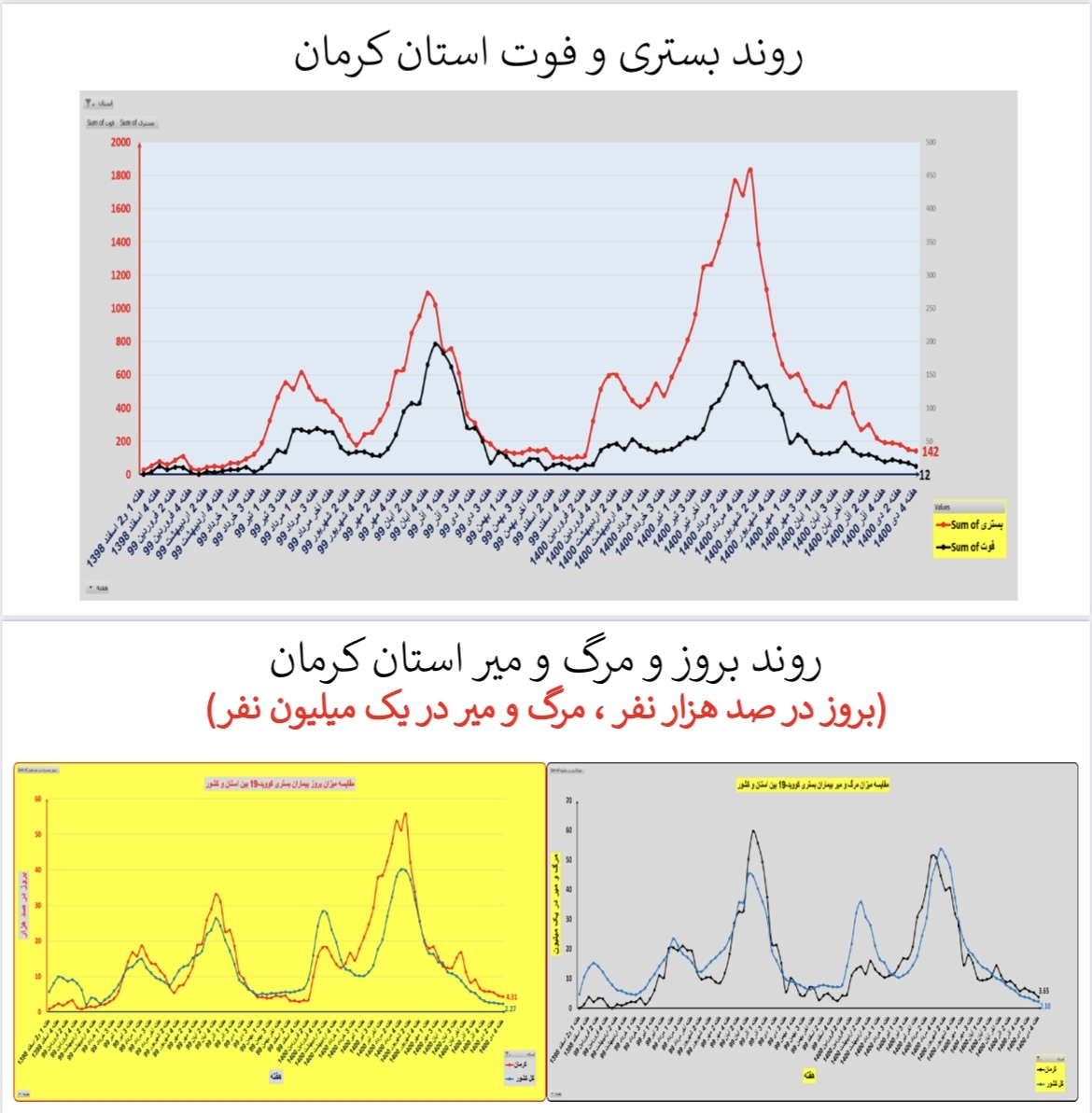 وضعیت بستری و فوتی استان&zwnj; کرمان