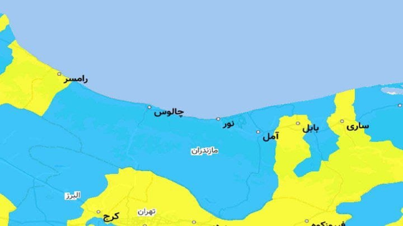 پیشروی رنگ زرد در نقشه کرونایی مازندران