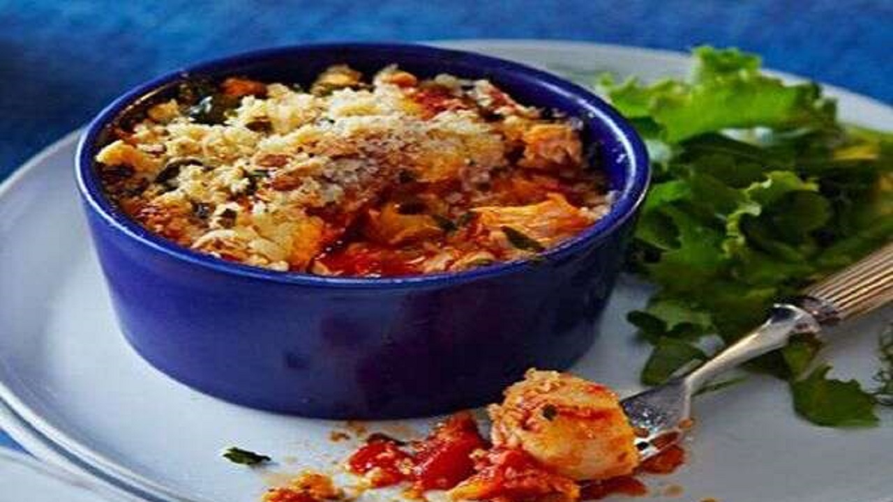 طرز تهیه گراتن ماهی و قارچ + فیلم