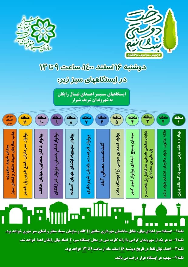اهدای نهال رایگان به تعداد ۱۲ هزار اصله در بین شهروندان شیرازی