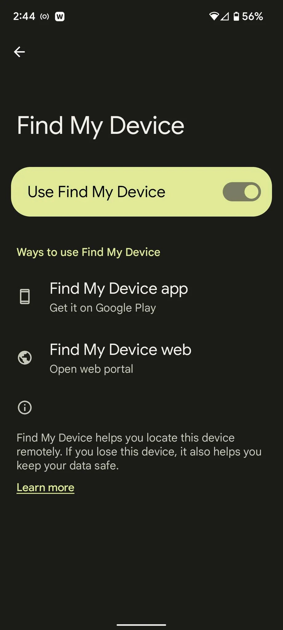 استفاده از برنامه Find My Device برای اندروید