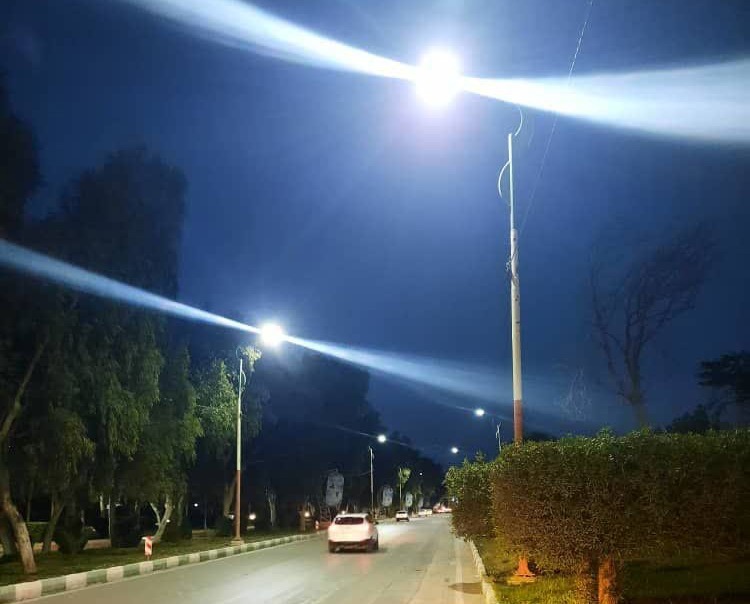 بلوار منتهی به فرودگاه اهواز مجهز به چراغ‌های کم مصرف برق شد