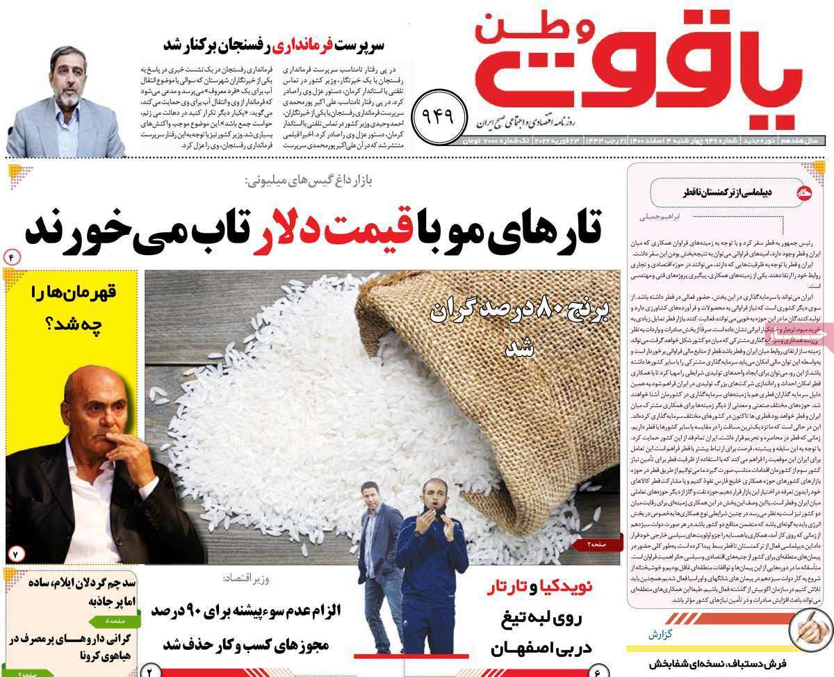 صفحه نخست روزنامههای استانی - چهارشنبه ۴ اسفند صفحه نخست روزنامههای استانی - چهارشنبه ۴ اسفند