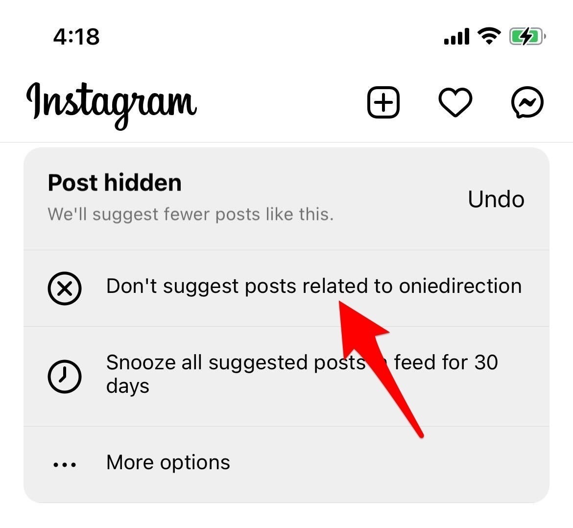 گزینه Don't suggest posts related to