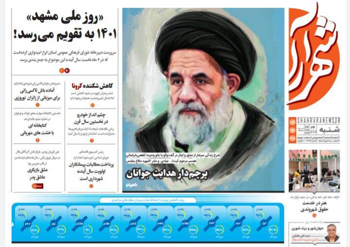 نیم صفحه نخست روزنامه&zwnj;های خراسان رضوی - شنبه ۷ اسفند