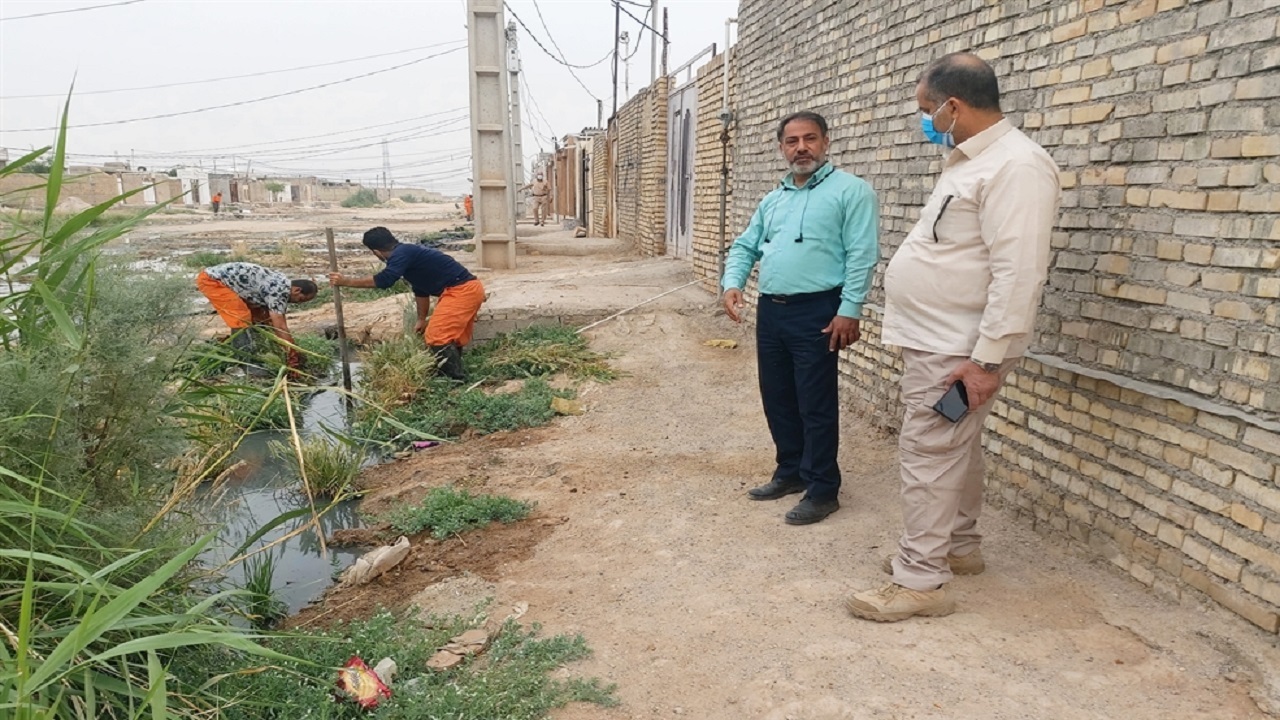 لایروبی و رفع گرفتگی جوی روباز در اهواز