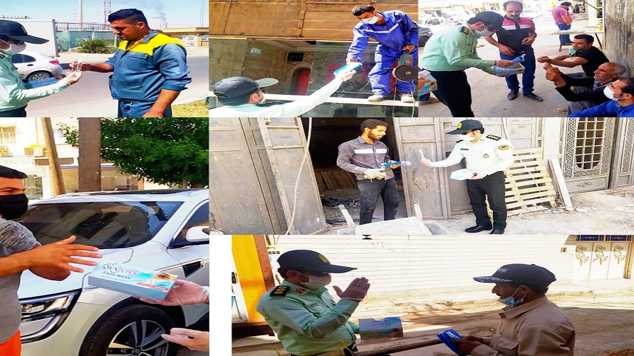 توزیع ماسک و الکل رایگان به مناسبت روز کارگر در آبادان