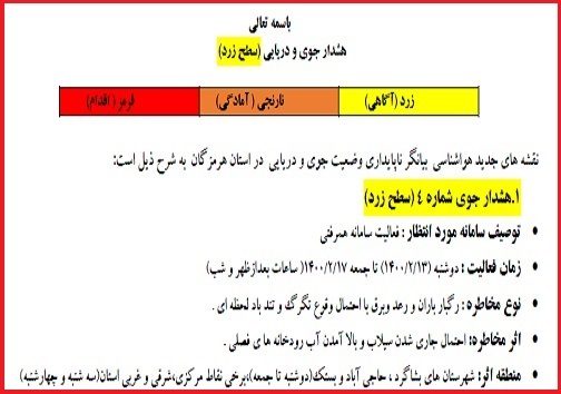 احتمال وقوع سیلاب و بارش تگرگ در بیشتر مناطق هرمزگان/ مواج شدن دریا