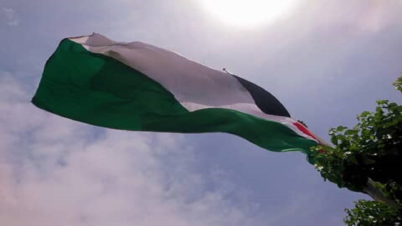 برافراشتن پرچم فلسطین در میدان قدس