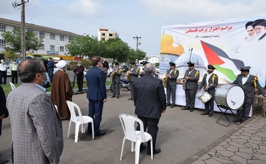 پرچم فلسطین در رشت به اهتزاز درآمد + تصاویر