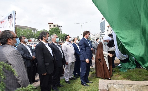 پرچم فلسطین در رشت به اهتزاز درآمد + تصاویر