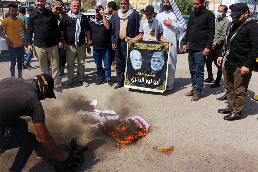 نجَباء در سراسر عراق پرچم حمایت از فلسطین را بالا برد + تصاویر