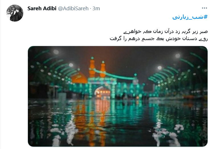 از چار گوشه دو جهان دست شسته&zwnj;ام / شش&zwnj; گوشه امام شهیدانم آرزوست