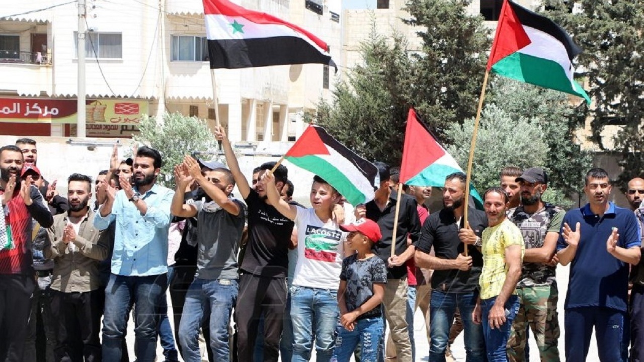 تظاهرات شهروندان سوری در حمایت از فلسطینیان قدس و غزه+ تصاویر