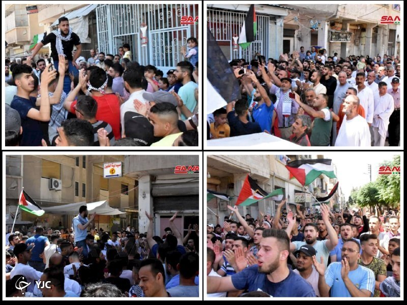 تظاهرات شهروندان سوری در حمایت از فلسطینیان قدس و غزه