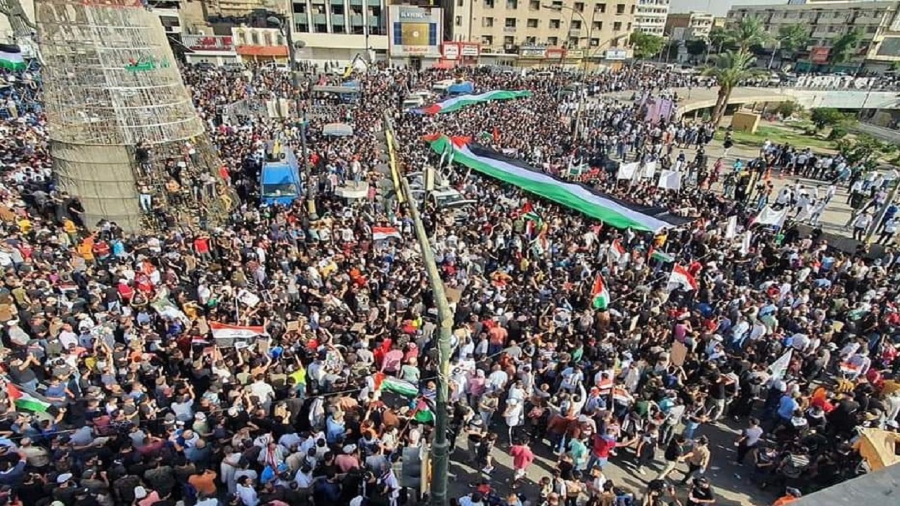 عراقی‌ها در حمایت از مردم فلسطین تظاهرات کردند