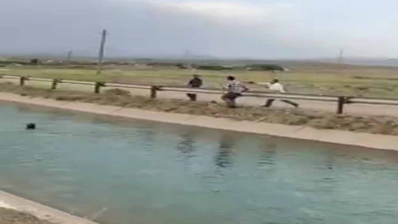 نجات فرد گرفتار شده از کانال آب در قزوین + فیلم